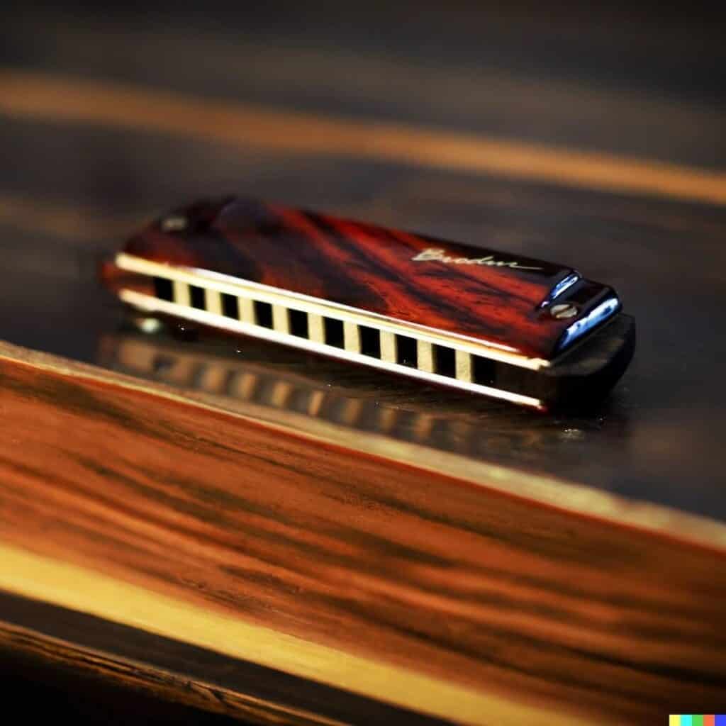 harmonica in lacquered wood